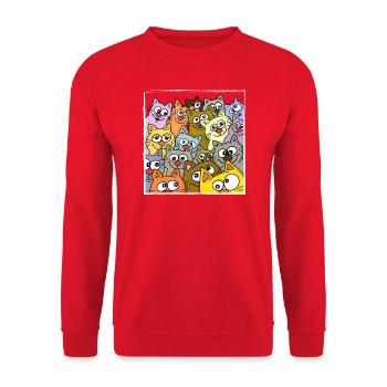 Je mehr Katzen desto besser! - Unisex Pullover - Rot - Vorne - Alina (178cm) & Michal (187cm)