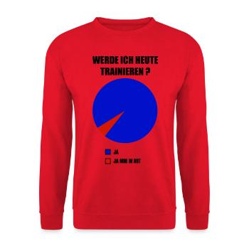 Training Fitness Spruch Werde ich heute trainieren - Unisex Pullover - Rot - Vorne - Alina (178cm) & Michal (187cm)