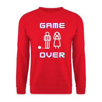 JGA Game Over Bachelor Stag Party - Unisex Sweatshirt - red - Front - Alina (178cm) & Michal (187cm)