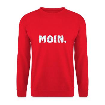 Moin. - Moin mit Anker - Nordsee Ostsee - Unisex Pullover - Rot - Vorne - Alina (178cm) & Michal (187cm)