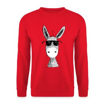 Funny Ass With Cool Sunglasses I Muli I Fun - Unisex Sweatshirt - red - Front - Alina (178cm) & Michal (187cm)