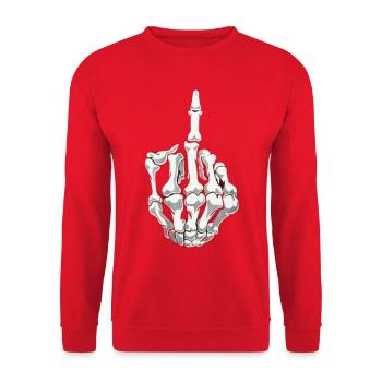 Skelett Finger - Unisex Pullover - Rot - Vorne - Alina (178cm) & Michal (187cm)