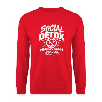 Social Detox – Menschen stumm. Leben an. - Unisex Pullover - Rot - Vorne - Alina (178cm) & Michal (187cm)