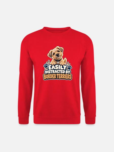 Leicht von Border Terriern abgelenkt - Unisex Pullover - Rot