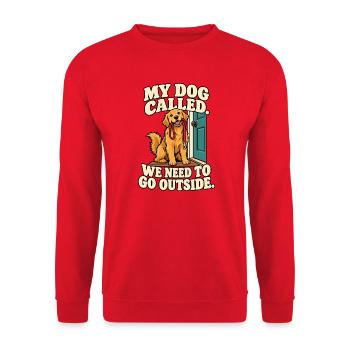My Dog Called – Wir müssen raus - Unisex Pullover - Rot - Vorne - Alina (178cm) & Michal (187cm)