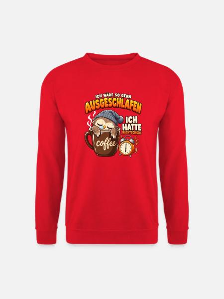 Nachtschicht: Müde Eule mit Kaffee - Unisex Pullover - Rot