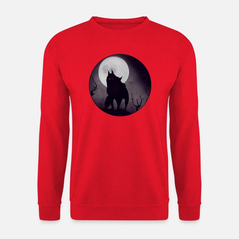 Werwolf Vollmond Silhouette Nacht Horror - Unisex Pullover - Rot