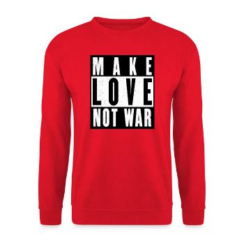 MAKE LOVE NOT WAR - PEACE - NO WAR - Unisex Sweatshirt - red - Front - Alina (178cm) & Michal (187cm)