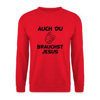 auch_du_jesus - Unisex Pullover - Rot - Vorne - Alina (178cm) & Michal (187cm)