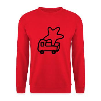Pickup mit Stern - Unisex Pullover - Rot - Vorne - Alina (178cm) & Michal (187cm)