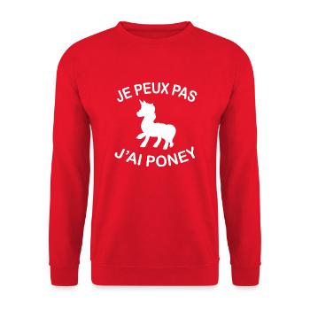 Je Peux Pas J'ai Poney - Sweat-shirt Unisexe - rouge - Devant - Alina (178cm) & Michal (187cm)