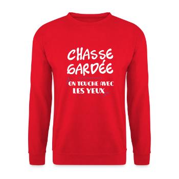 Chasse gardée cadeau couple humour orginal homme - Sweat-shirt Unisexe - rouge - Devant - Alina (178cm) & Michal (187cm)