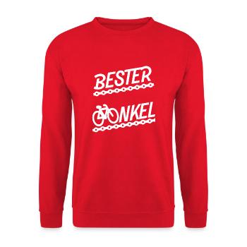 ONKEL Fahrrad Mountainbike Radeln bester Onkel - Unisex Pullover - Rot - Vorne - Alina (178cm) & Michal (187cm)