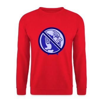 Man, forbidden. Restriction and discrimination - Unisex Sweatshirt - red - Front - Alina (178cm) & Michal (187cm)