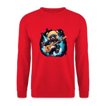 Cool Bear with Guitar for Guitar Players & Music - Unisex Sweatshirt - red - Front - Alina (178cm) & Michal (187cm)