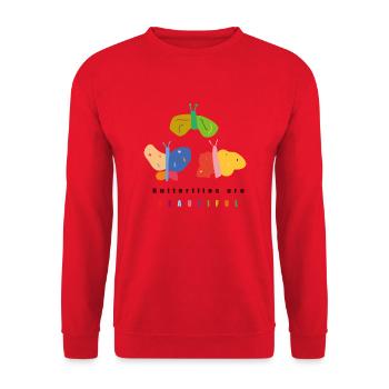 Butterflies are beautiful - Unisex Pullover - Rot - Vorne - Alina (178cm) & Michal (187cm)