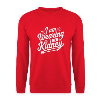 Witziges Statement zur Transplantation - Unisex Pullover - Rot - Vorne - Alina (178cm) & Michal (187cm)