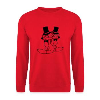 2 Foxes Friends Top Hat Men's Monocle Glasses - Unisex Sweatshirt - red - Front - Alina (178cm) & Michal (187cm)