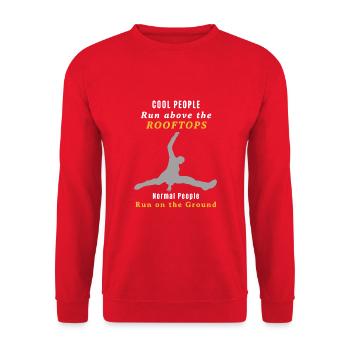 Parkour Les gens cool marchent au-dessus des toits - Sweat-shirt Unisexe - rouge - Devant - Alina (178cm) & Michal (187cm)