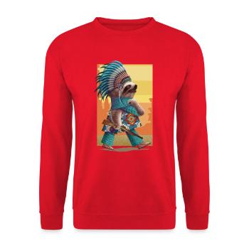 chief sloth - Unisex Sweatshirt - red - Front - Alina (178cm) & Michal (187cm)
