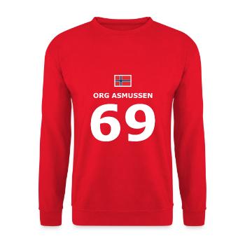 Lustiges Fußballtrikot - Org Asmussen - Unisex Pullover - Rot - Vorne - Alina (178cm) & Michal (187cm)
