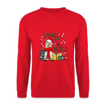 Lama, Magie de Noël, Happy Christmas, cadeaux - Sweat-shirt Unisexe - rouge - Devant - Alina (178cm) & Michal (187cm)