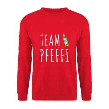 Pfefferminz Likör Pfeffi Vatertag Sauf - Unisex Pullover - Rot - Vorne - Alina (178cm) & Michal (187cm)