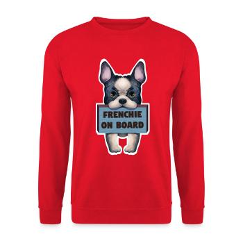 French bulldog sticker on board - Unisex Sweatshirt - red - Front - Alina (178cm) & Michal (187cm)