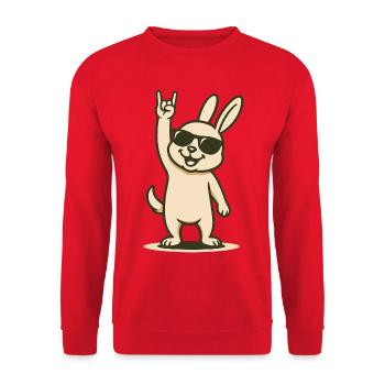 Rocker-Hasi mit Style - Unisex Pullover - Rot - Vorne - Alina (178cm) & Michal (187cm)
