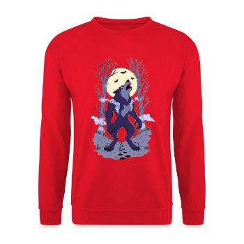 Werwolf im Mondlicht - Unisex Pullover - Rot - Vorne - Alina (178cm) & Michal (187cm)