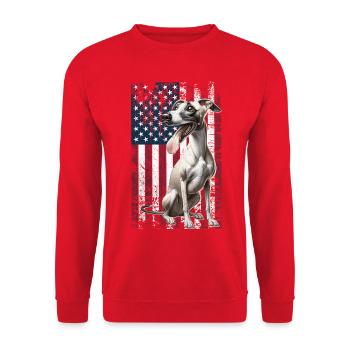 Whippet US Windhund - Unisex Pullover - Rot - Vorne - Alina (178cm) & Michal (187cm)