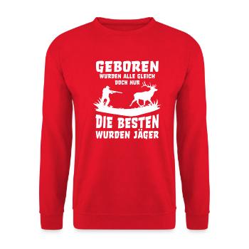 Jäger wurden die Besten Hirsch Jagd jagen - Unisex Pullover - Rot - Vorne - Alina (178cm) & Michal (187cm)