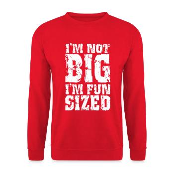 Ich bin nicht groß, ich habe eine lustige Größe - Unisex Pullover - Rot - Vorne - Alina (178cm) & Michal (187cm)