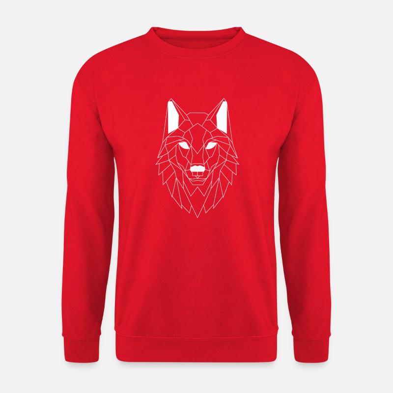 Wolf in geometrischen Figuren - Unisex Pullover - Rot
