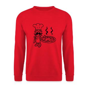 dessin rigolo de chef cuistot pizza pizzeria - Sweat-shirt Unisexe - rouge - Devant - Alina (178cm) & Michal (187cm)