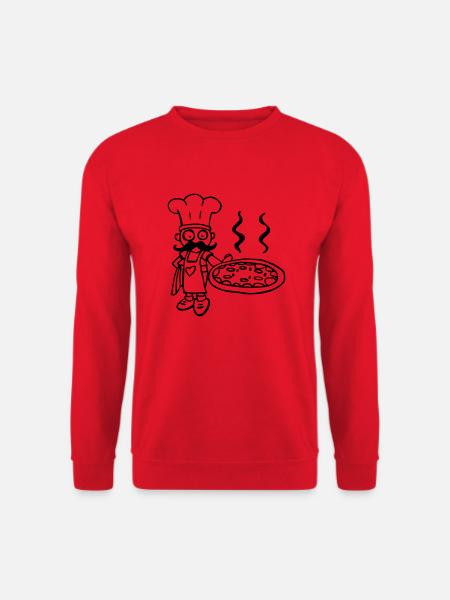 lustige zeichnung von koch pizza pizzeria - Unisex Pullover - Rot