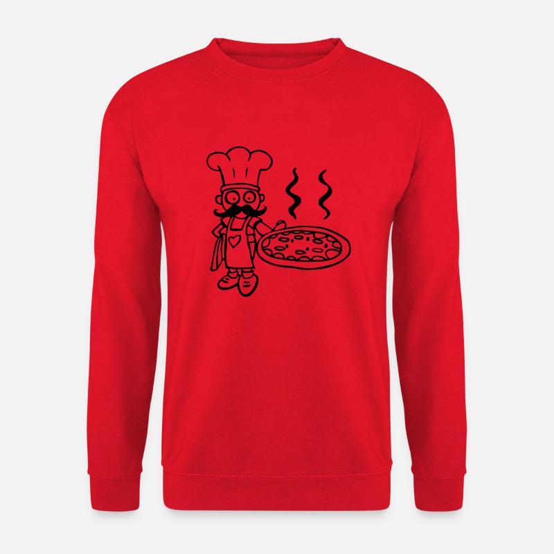 lustige zeichnung von koch pizza pizzeria - Unisex Pullover - Rot