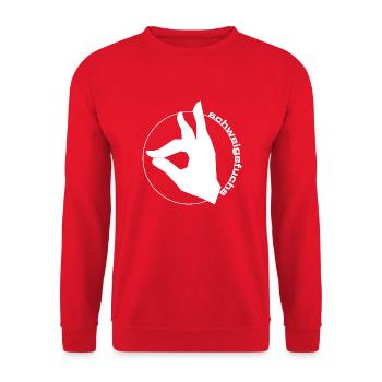 Schweigefuchs im weißem Design - Unisex Pullover - Rot - Vorne - Alina (178cm) & Michal (187cm)