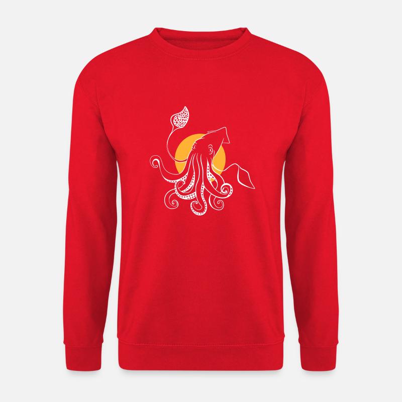 Weißer Tintenfisch - Vektor - Unisex Pullover - Rot