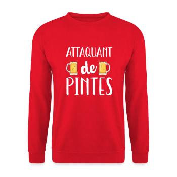 Attaquant de pintes cadeau humour bière football - Sweat-shirt Unisexe - rouge - Devant - Alina (178cm) & Michal (187cm)