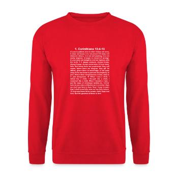 1 Corinthians 13 - Unisex Pullover - Rot - Vorne - Alina (178cm) & Michal (187cm)