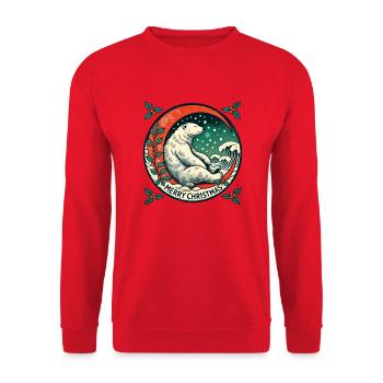 Polar Bear Christmas - Unisex Sweatshirt - red - Front - Alina (178cm) & Michal (187cm)