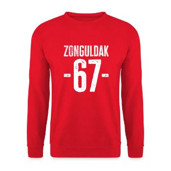 Zonguldak 67 – Schwarzmeerregion aus Türkiye - Unisex Pullover - Rot - Vorne - Alina (178cm) & Michal (187cm)