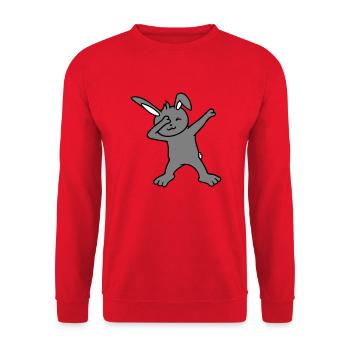 Bunny Dabbing Dab Dance Pose Dancing Party Celebrate - Unisex Sweatshirt - red - Front - Alina (178cm) & Michal (187cm)
