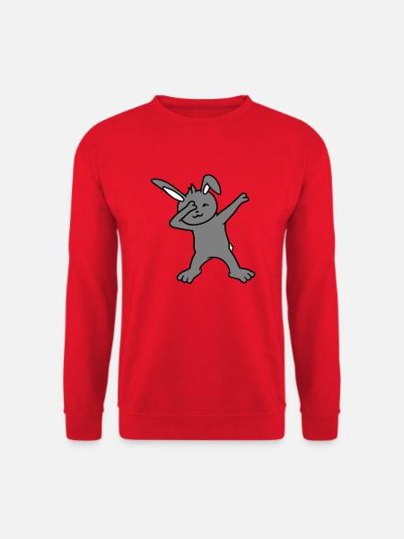 Hase Dabbing Dab Dance Pose Tanzen Party Feiern - Unisex Pullover - Rot