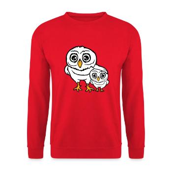2 Owls Dad Mom Child Baby Family Mother Father - Unisex Sweatshirt - red - Front - Alina (178cm) & Michal (187cm)
