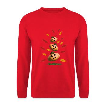Wilde Herbst Kürbisse im Laub. - Unisex Pullover - Rot - Vorne - Alina (178cm) & Michal (187cm)