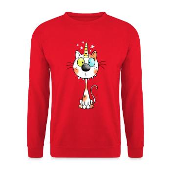 Katzecorn - Unisex Pullover - Rot - Vorne - Alina (178cm) & Michal (187cm)
