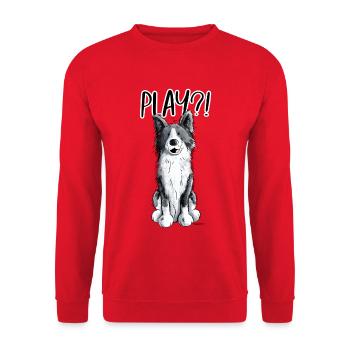 Border Collie Play - Unisex Pullover - Rot - Vorne - Alina (178cm) & Michal (187cm)