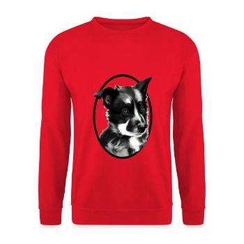 Chien de travail noir et blanc-Chien de berger - Sweat-shirt Unisexe - rouge - Devant - Alina (178cm) & Michal (187cm)